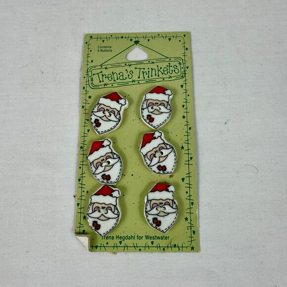 NEW Trena’s Trinkets Ceramic Santa Face Buttons Christmas Crafts - Picture 1 of 3